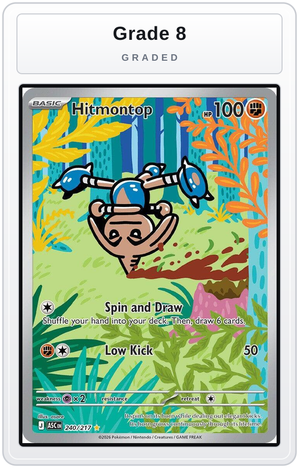 Graded - Hitmontop - 240/217 — Grade 8 graded overlay