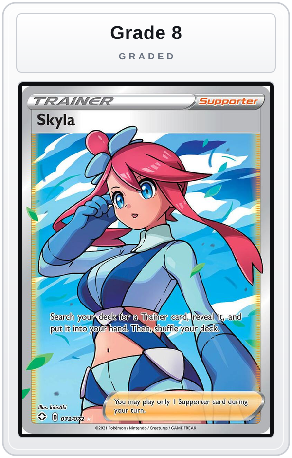 Graded - Skyla (Full Art) — Grade 8 graded overlay