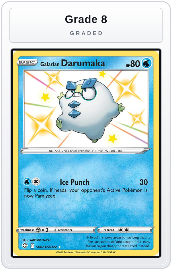 Graded - Galarian Darumaka — Grade 8 graded overlay