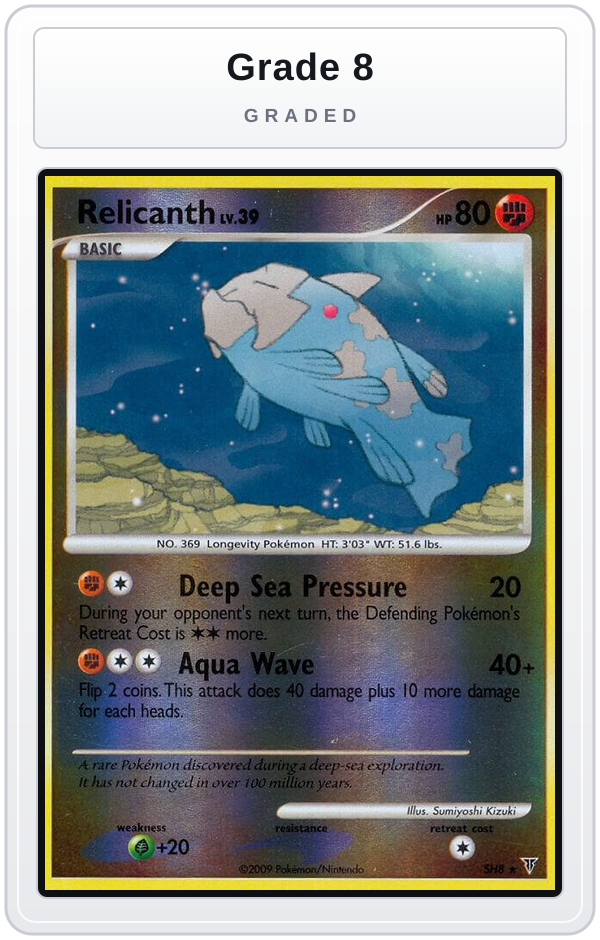 Graded - Relicanth (Shiny) — Grade 8 graded overlay