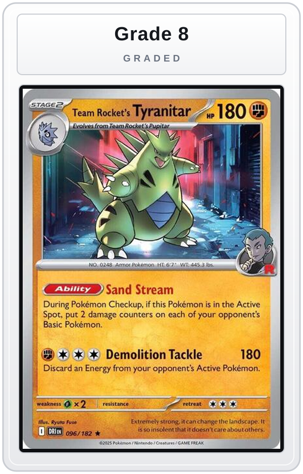 Graded - Team Rocket's Tyranitar — Grade 8 graded overlay