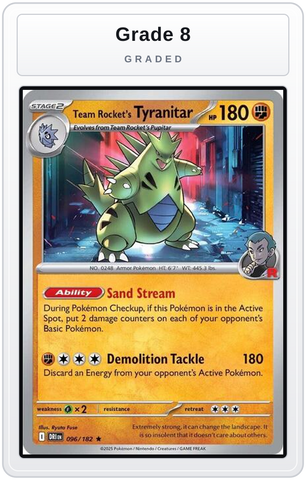 Graded - Team Rocket's Tyranitar — Grade 8 graded overlay