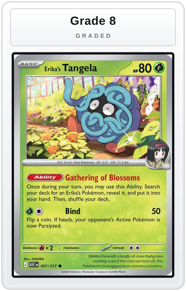 Graded - Erika's Tangela - 007/217 — Grade 8 graded overlay