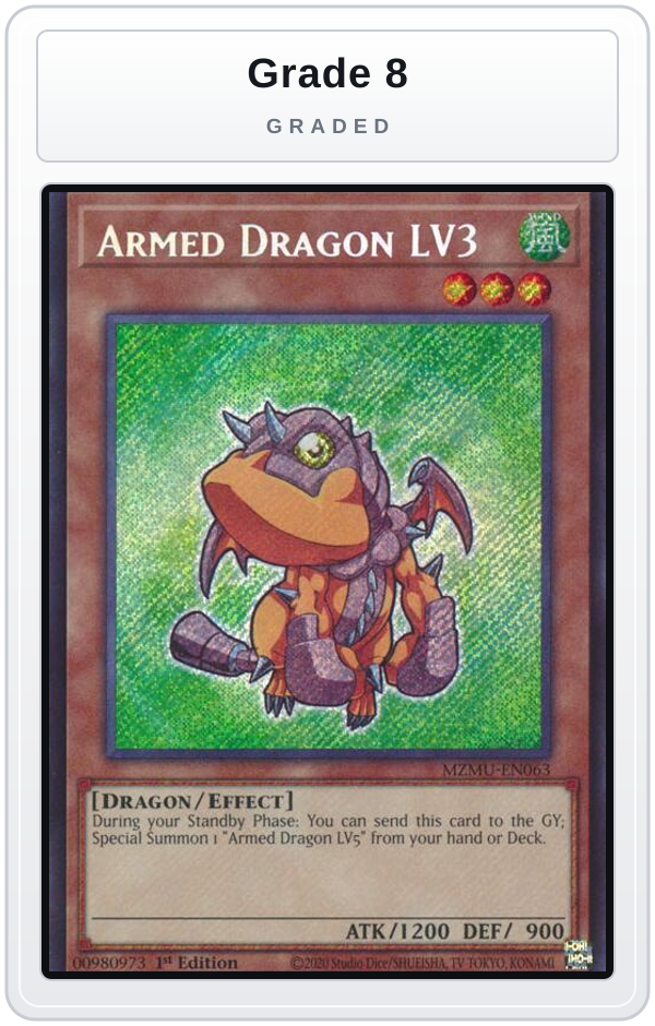 Graded - Armed Dragon LV3 — Grade 8 graded overlay
