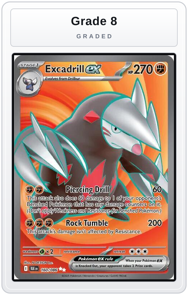 Graded - Excadrill ex - 160/086 — Grade 8 graded overlay