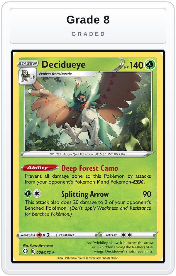 Graded - Decidueye — Grade 8 graded overlay