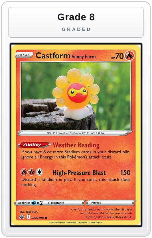 Graded - Castform Sunny Form — Grade 8 graded overlay