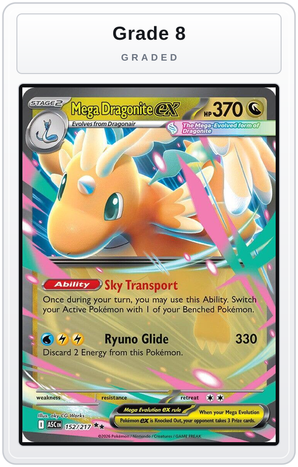 Graded - Mega Dragonite ex - 152/217 — Grade 8 graded overlay