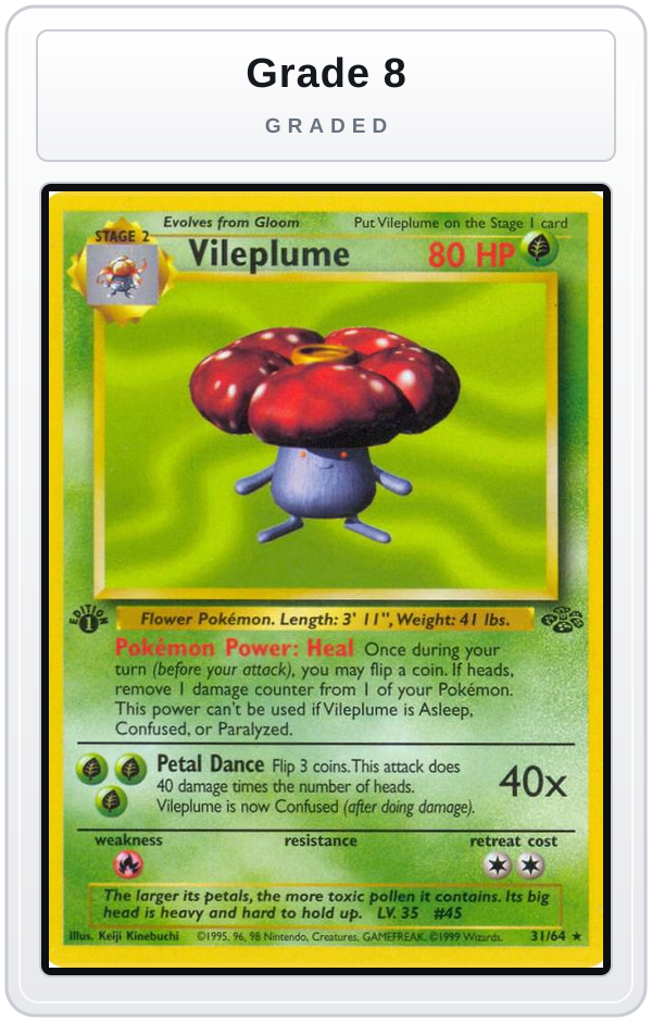 Graded - Vileplume (31) — Grade 8 graded overlay