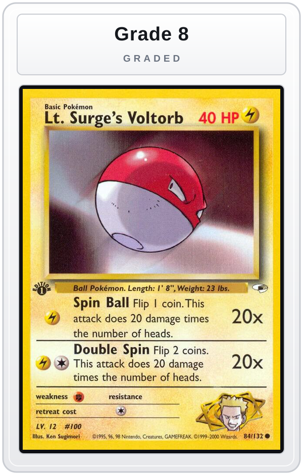 Graded - Lt. Surge's Voltorb — Grade 8 graded overlay