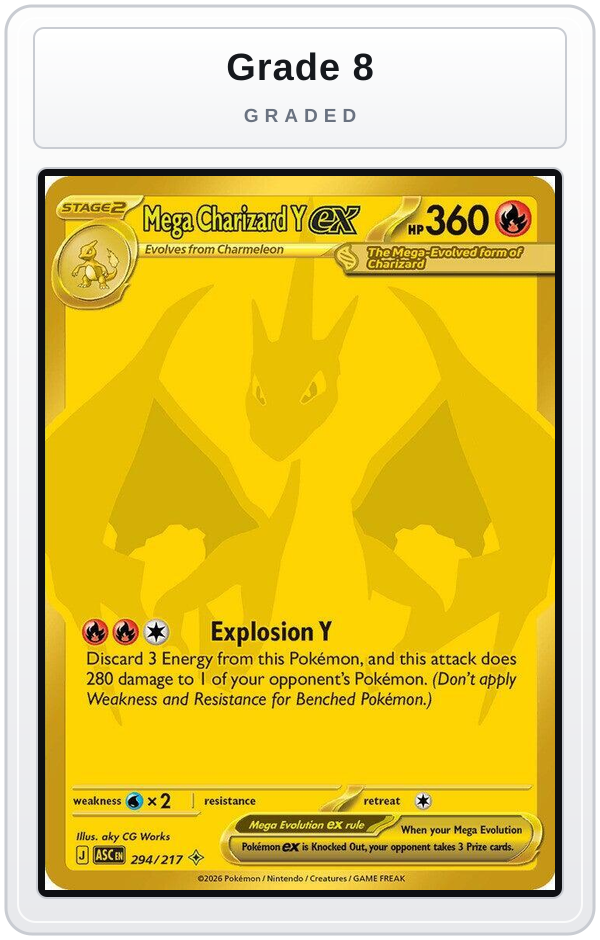 Graded - Mega Charizard Y ex - 294/217 — Grade 8 graded overlay