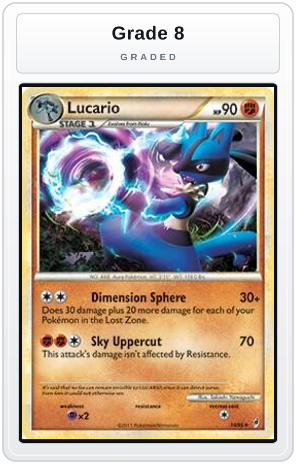 Graded - Lucario - 14/95 (Call of Legends) — Grade 8 graded overlay