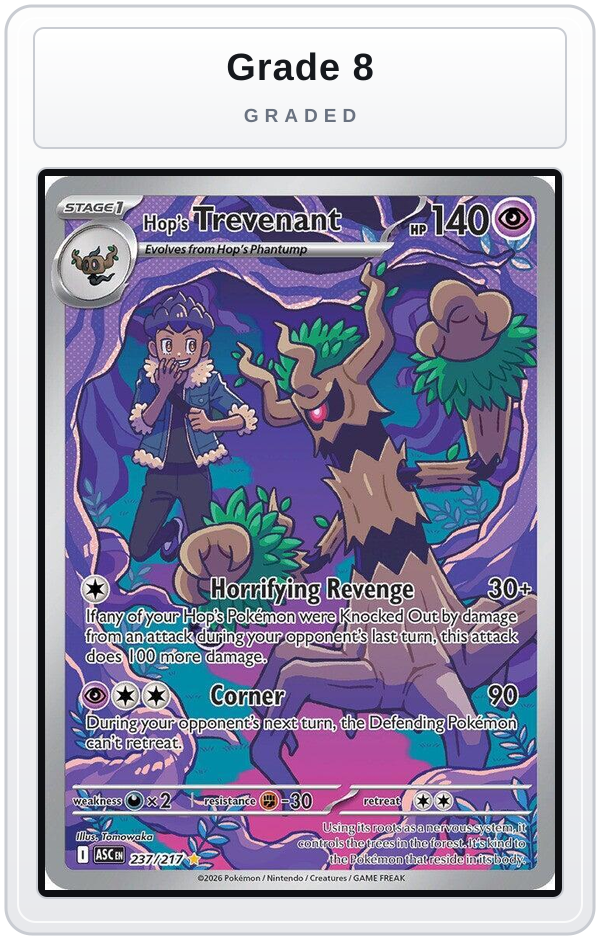 Graded - Hop's Trevenant - 237/217 — Grade 8 graded overlay