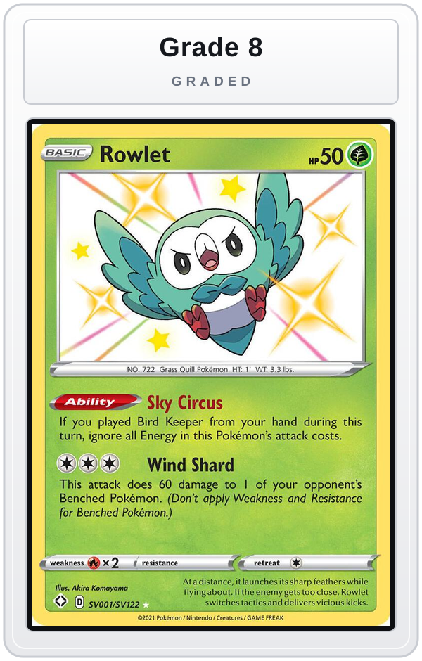 Graded - Rowlet — Grade 8 graded overlay