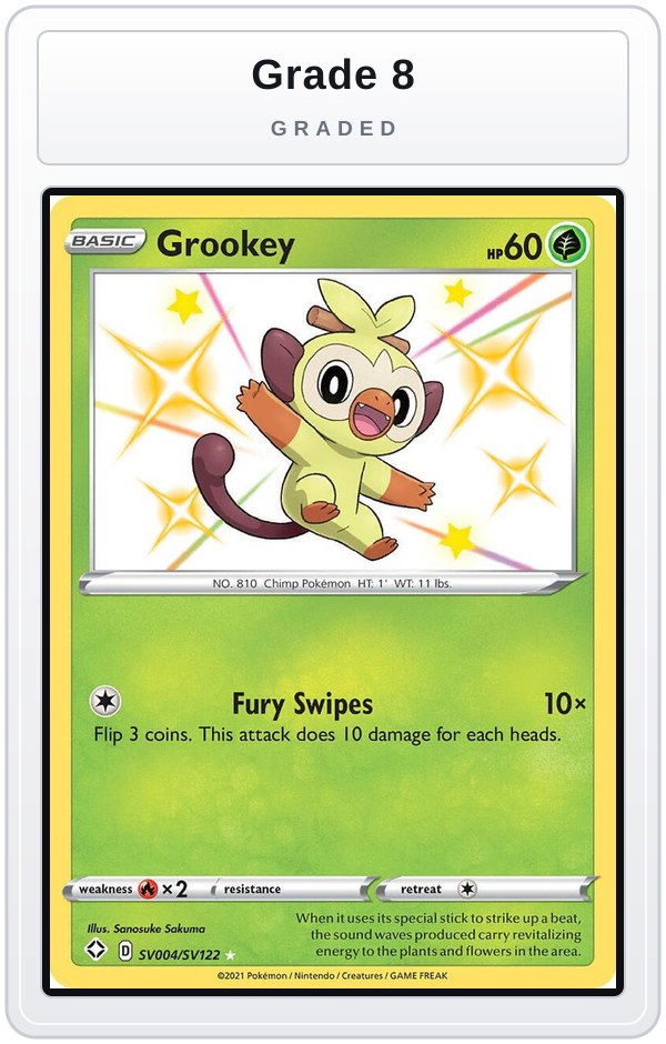 Graded - Grookey — Grade 8 graded overlay