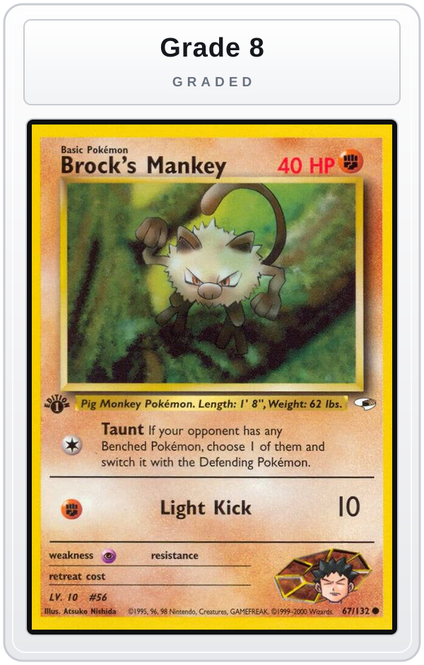 Graded - Brock's Mankey (67) — Grade 8 graded overlay