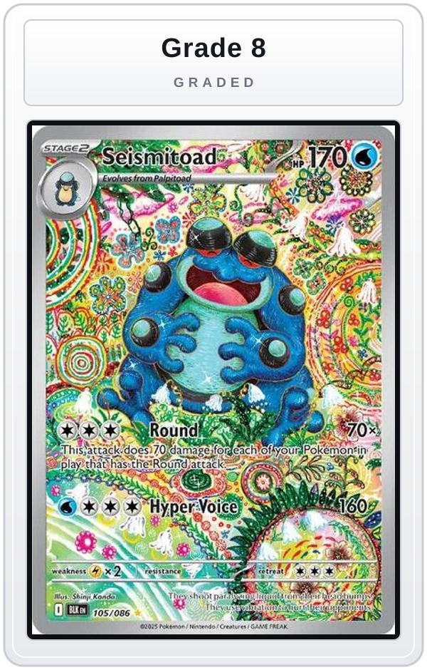Graded - Seismitoad - 105/086 — Grade 8 graded overlay