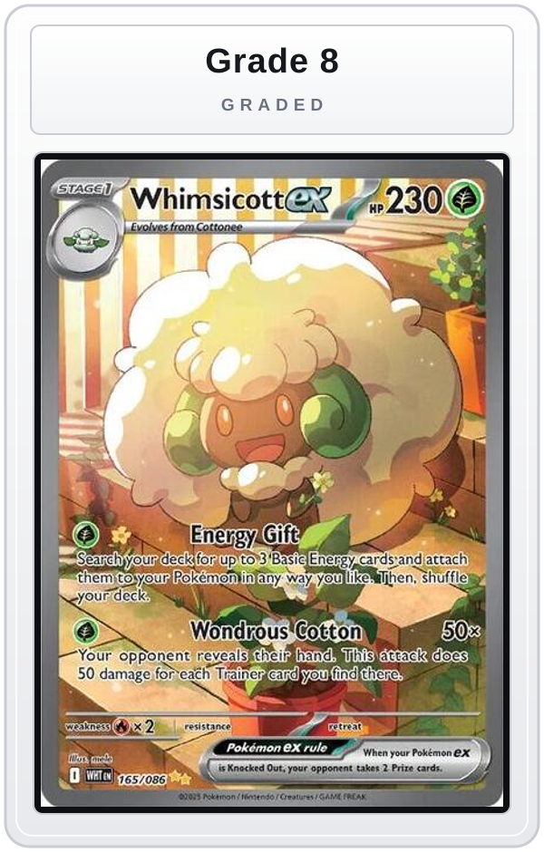 Graded - Whimsicott ex - 165/086 — Grade 8 graded overlay