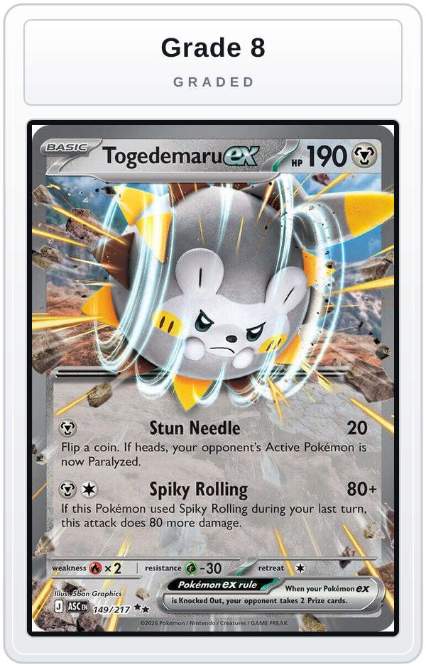 Graded - Togedemaru ex — Grade 8 graded overlay