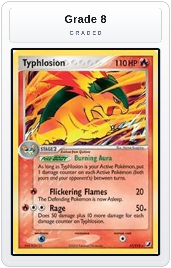 Graded - Typhlosion - 17/115 (EX Unseen Forces) — Grade 8 graded overlay