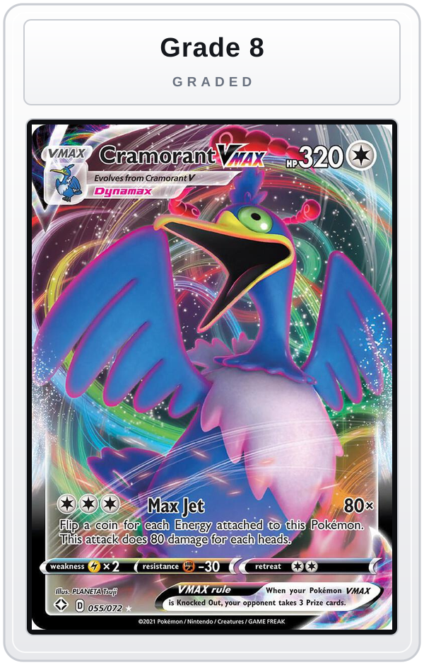 Graded - Cramorant VMAX — Grade 8 graded overlay