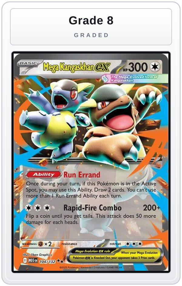 Graded - Mega Kangaskhan ex - 104/132 — Grade 8 graded overlay