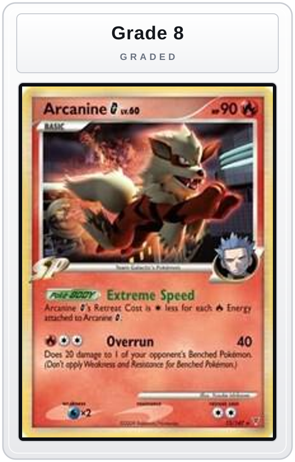 Graded - Arcanine G - 15/147 — Grade 8 graded overlay