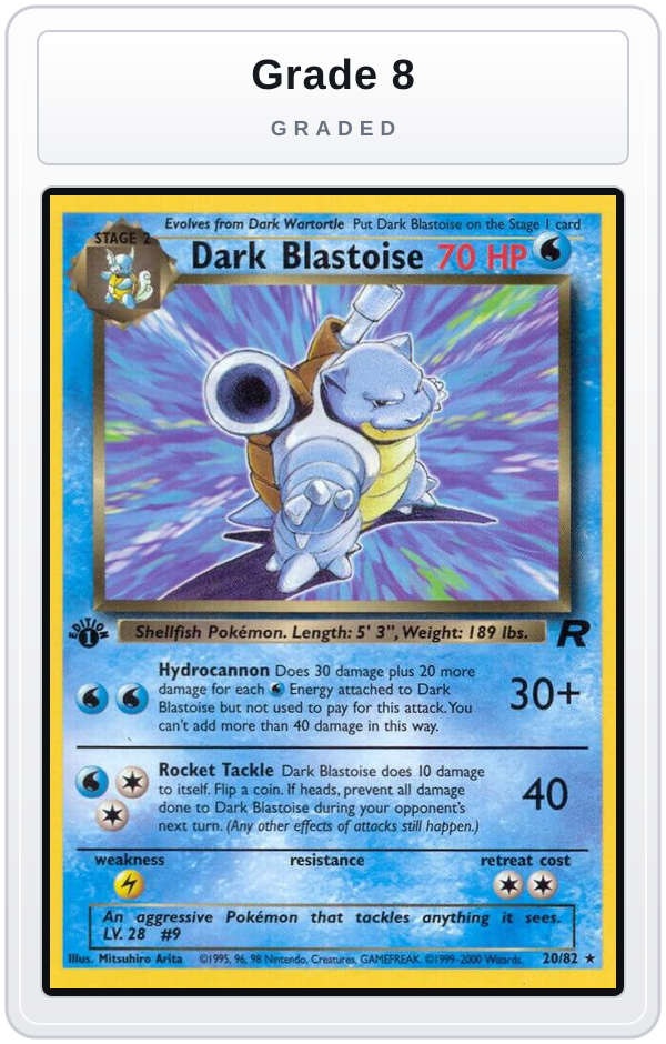 Graded - Dark Blastoise (20) — Grade 8 graded overlay