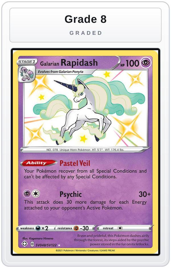 Graded - Galarian Rapidash — Grade 8 graded overlay