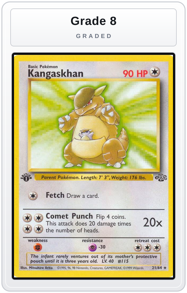 Graded - Kangaskhan (21) — Grade 8 graded overlay