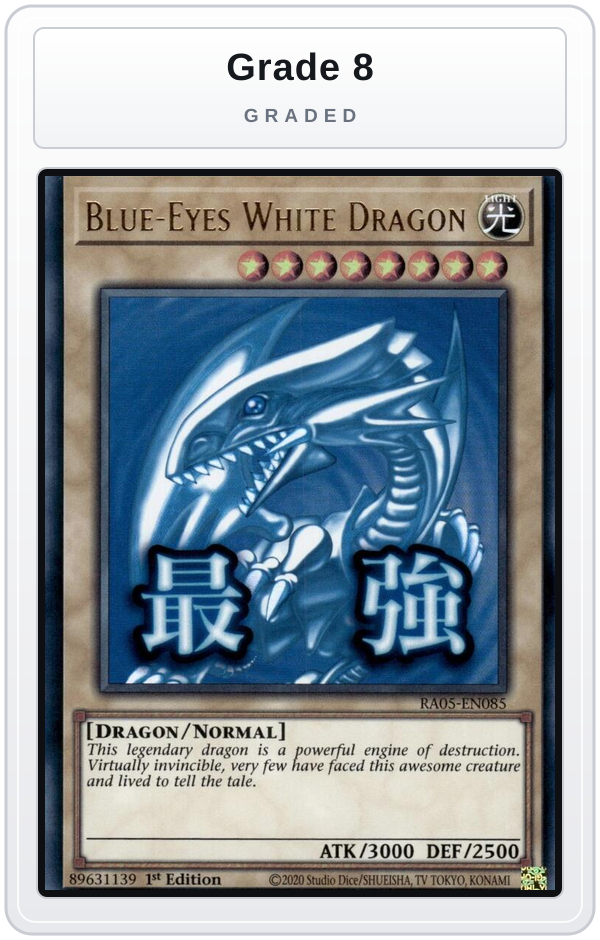 Graded - Blue-Eyes White Dragon — Grade 8 graded overlay