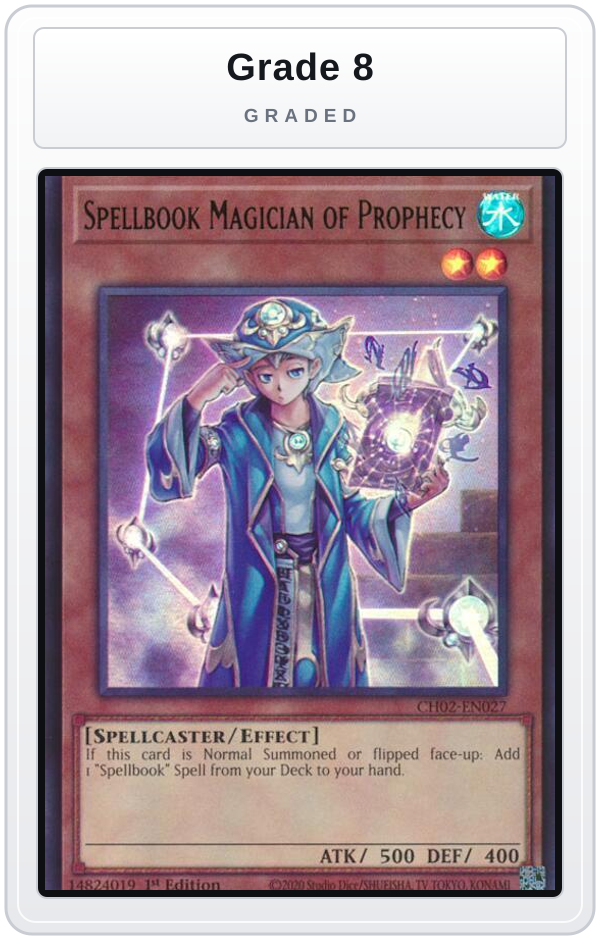Graded - Spellbook Magician of Prophecy — Grade 8 graded overlay