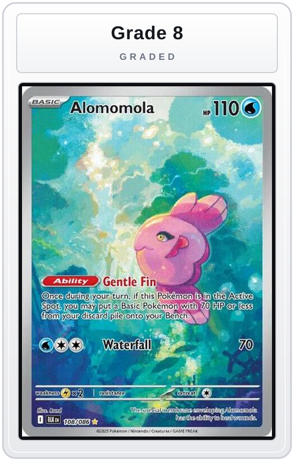 Graded - Alomomola - 108/086 — Grade 8 graded overlay