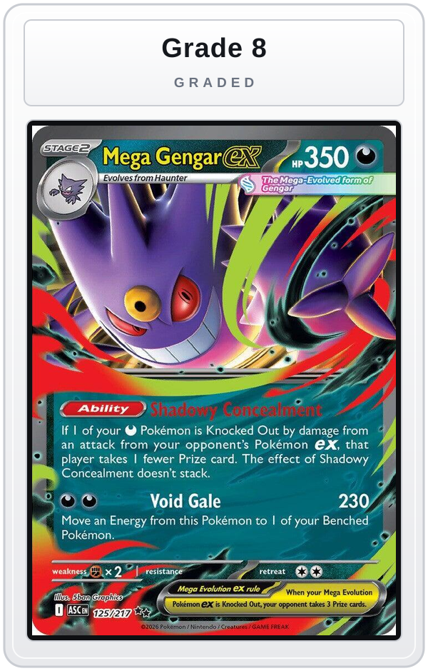 Graded - Mega Gengar ex - 125/217 — Grade 8 graded overlay