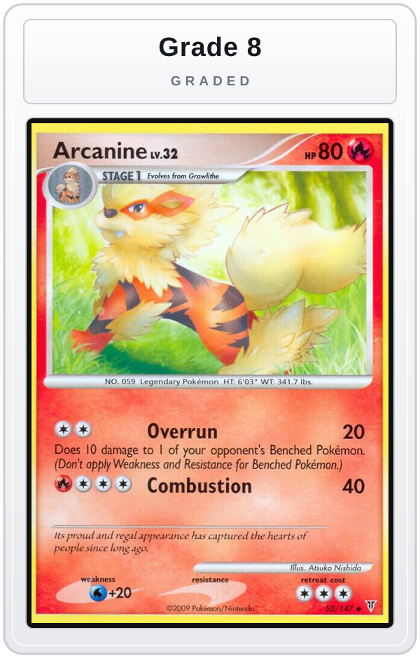 Graded - Arcanine — Grade 8 graded overlay