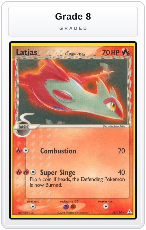Graded - Latias - 21/110 — Grade 8 graded overlay