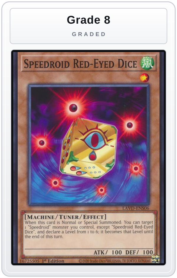 Graded - Speedroid Red-Eyed Dice — Grade 8 graded overlay