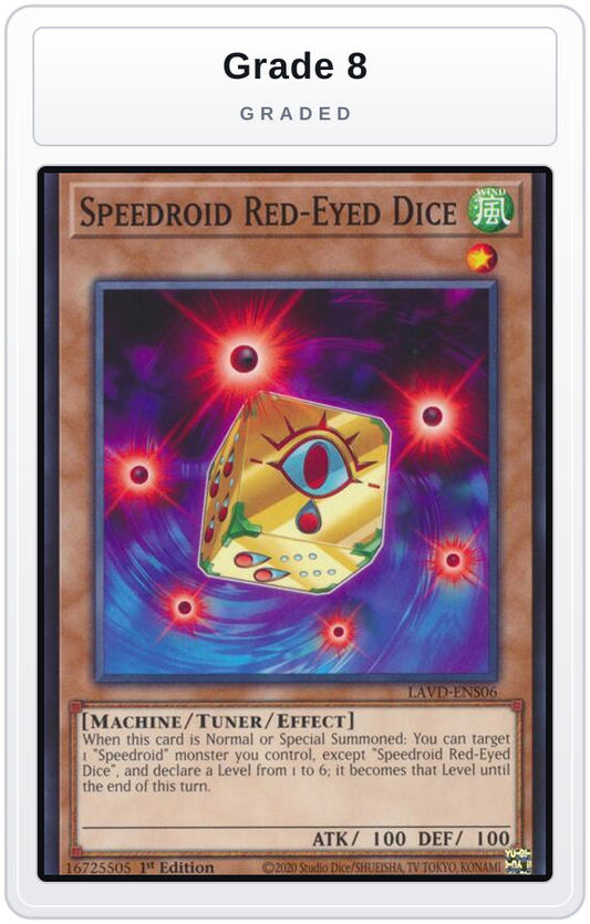 Graded - Speedroid Red-Eyed Dice — Grade 8 graded overlay