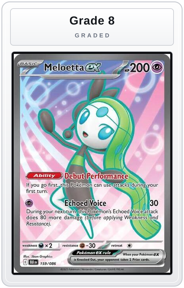 Graded - Meloetta ex - 159/086 — Grade 8 graded overlay