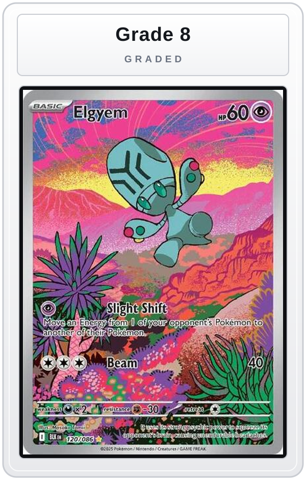 Graded - Elgyem - 120/086 — Grade 8 graded overlay