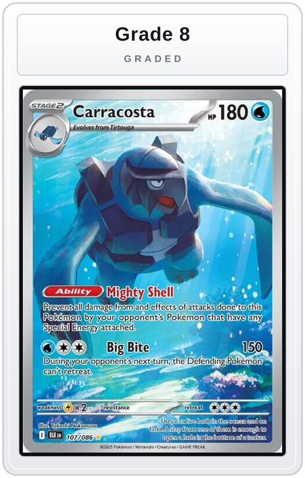 Graded - Carracosta - 107/086 — Grade 8 graded overlay