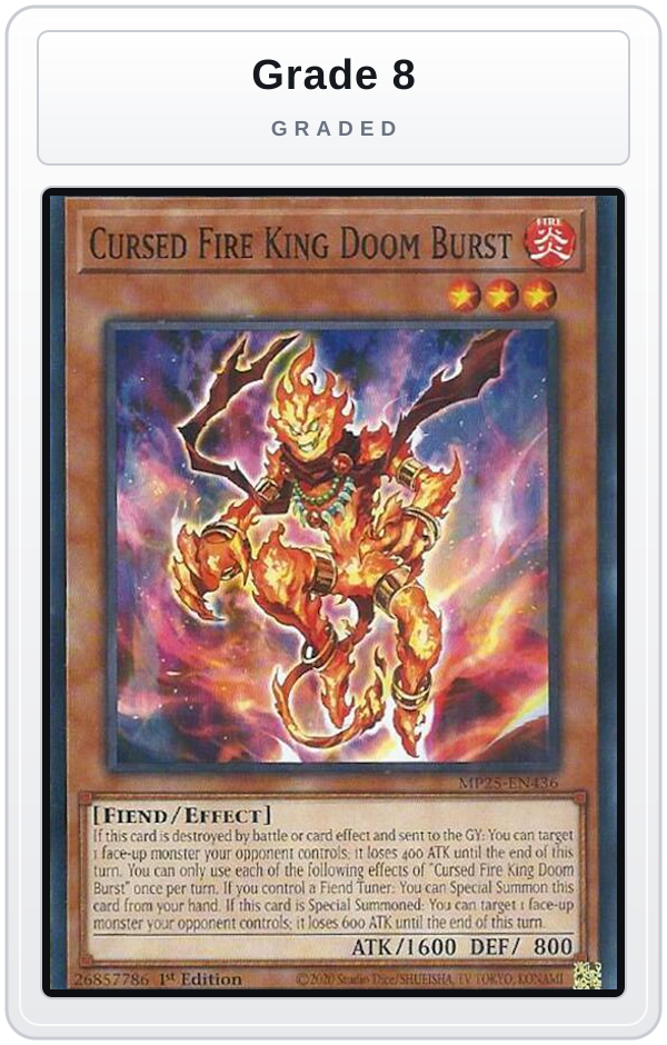 Graded - Cursed Fire King Doom Burst — Grade 8 graded overlay