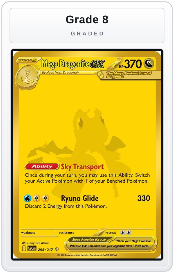 Graded - Mega Dragonite ex - 295/217 — Grade 8 graded overlay