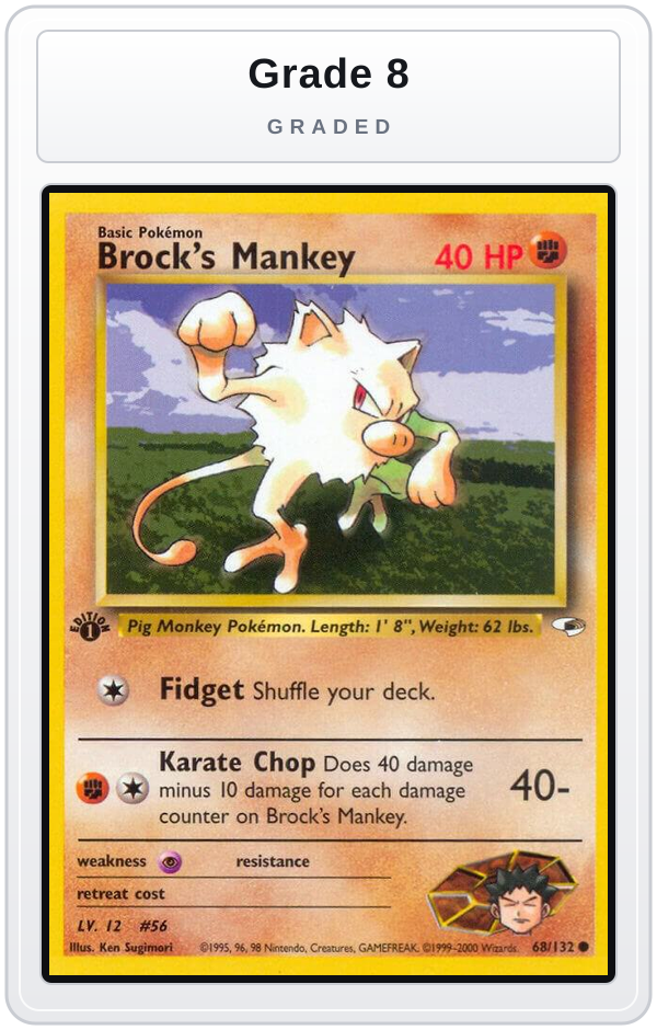 Graded - Brock's Mankey (68) — Grade 8 graded overlay