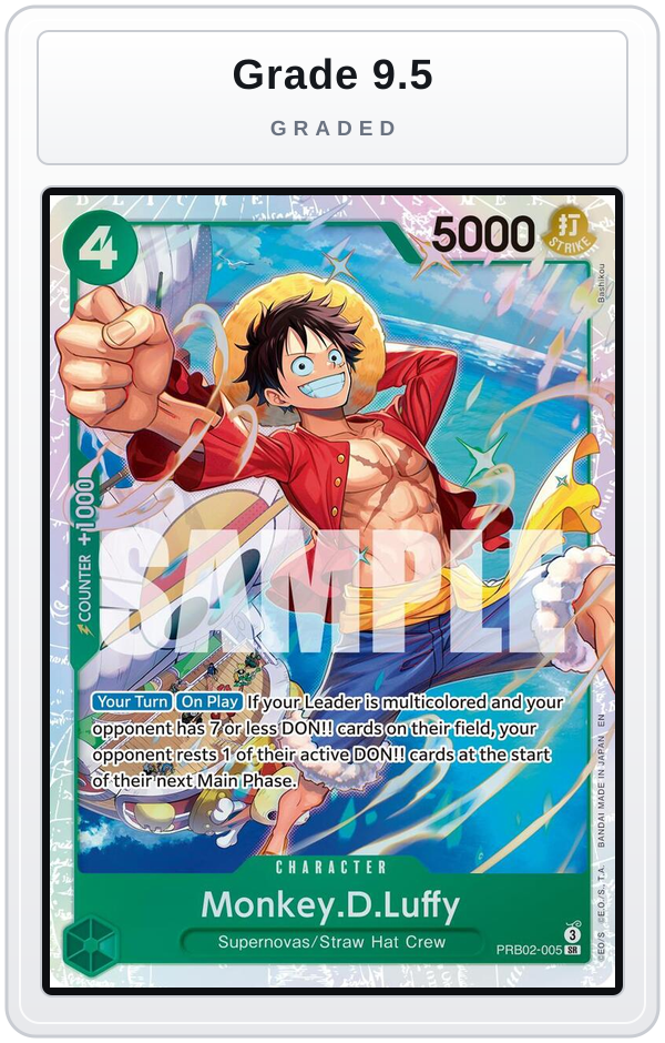 Graded - Monkey.D.Luffy - PRB02-005 — Grade 9.5 graded overlay
