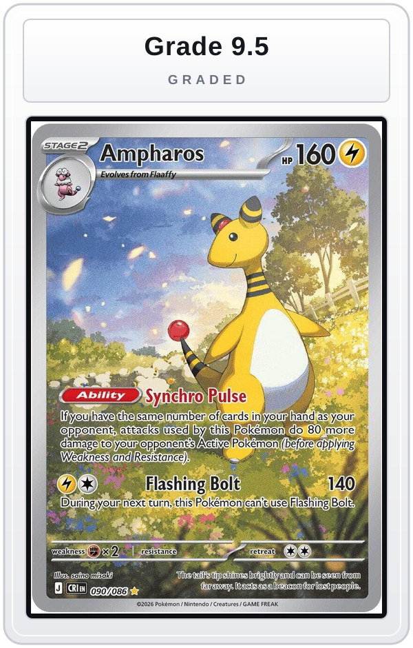 Graded - Ampharos - 090/086 — Grade 9.5 graded overlay