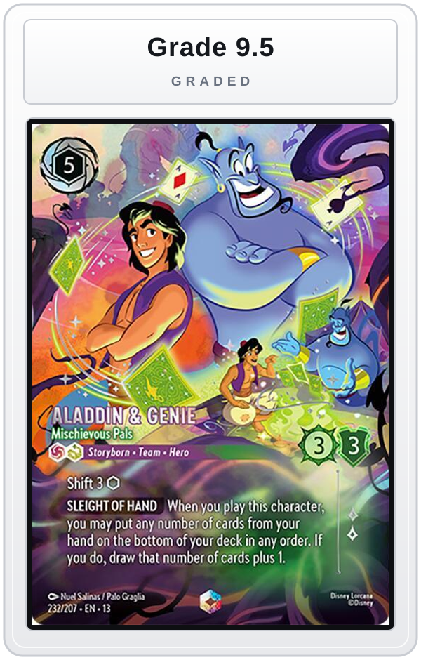 Graded - Aladdin & Genie - Mischievous Pals (Enchanted) — Grade 9.5 graded overlay