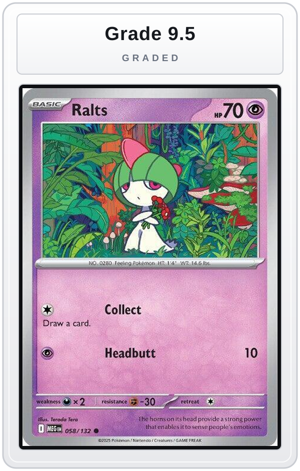 Graded - Ralts — Grade 9.5 graded overlay