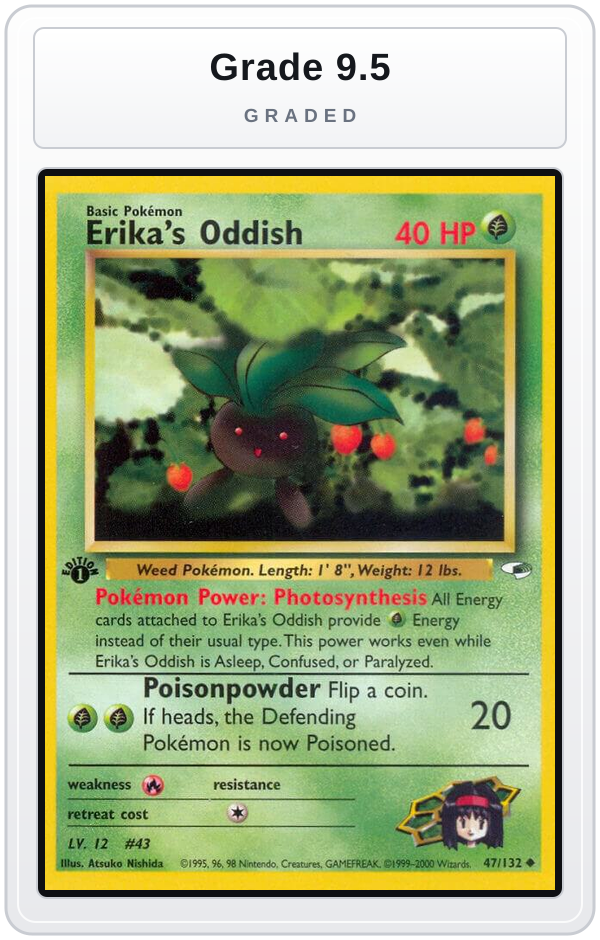 Graded - Erika's Oddish (47) — Grade 9.5 graded overlay