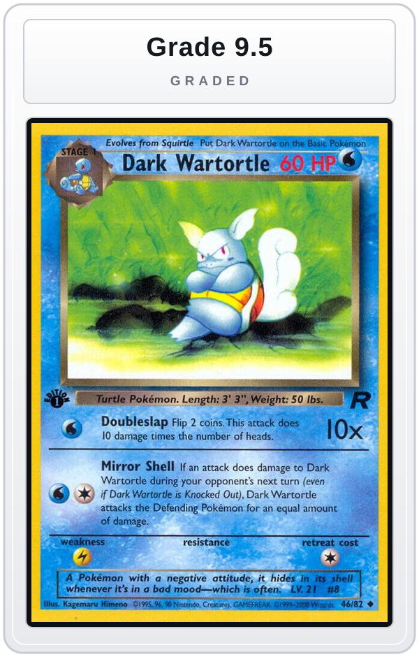Graded - Dark Wartortle — Grade 9.5 graded overlay